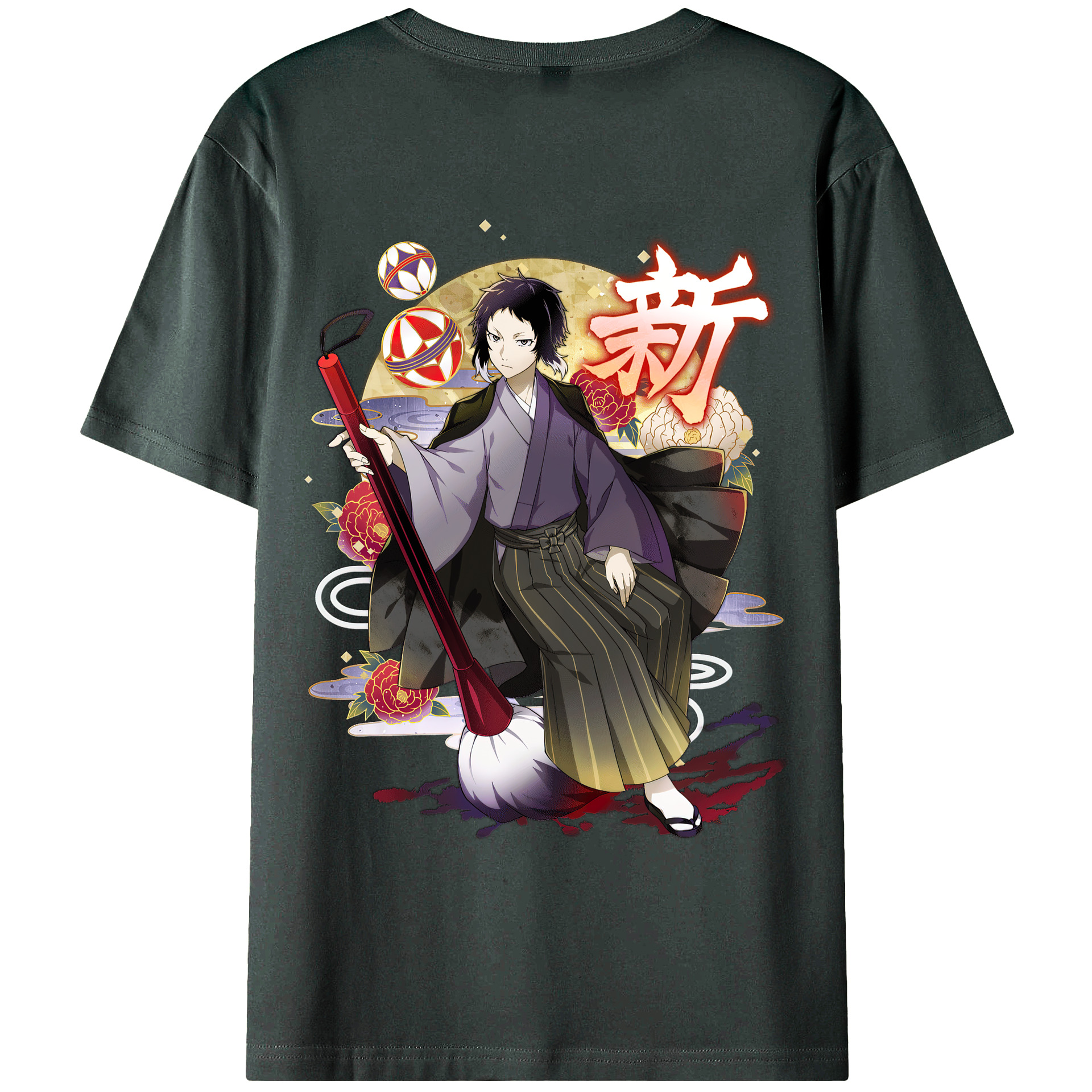 （画像用） 文豪ストレイドッグス Bungo Stray Dogs 綿100％ メンズ半袖Tシャツ（バックプリント） 通気性